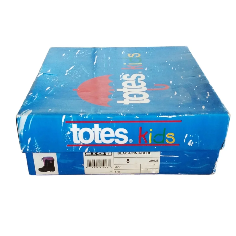 TOTES | Girl's Snow boots Balck & Pink Tie Knot Closure Size 8